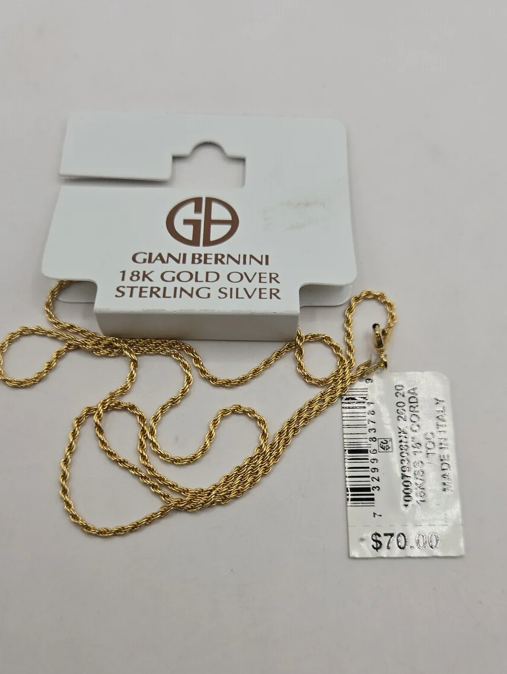 NEW Giani Bernini Gold Rope Chain Necklace
